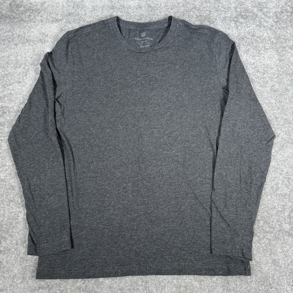 Mack Weldon Shirt Men's Medium Heathered Gray‎ Pima Cotton Long Sleeve Crew Neck